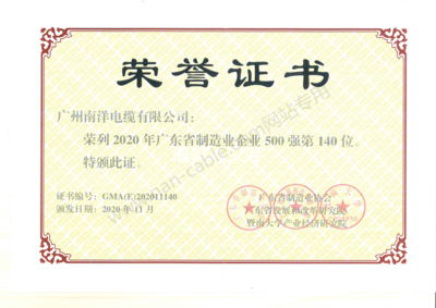 2020年廣東省制造業(yè)企業(yè)500強(qiáng)